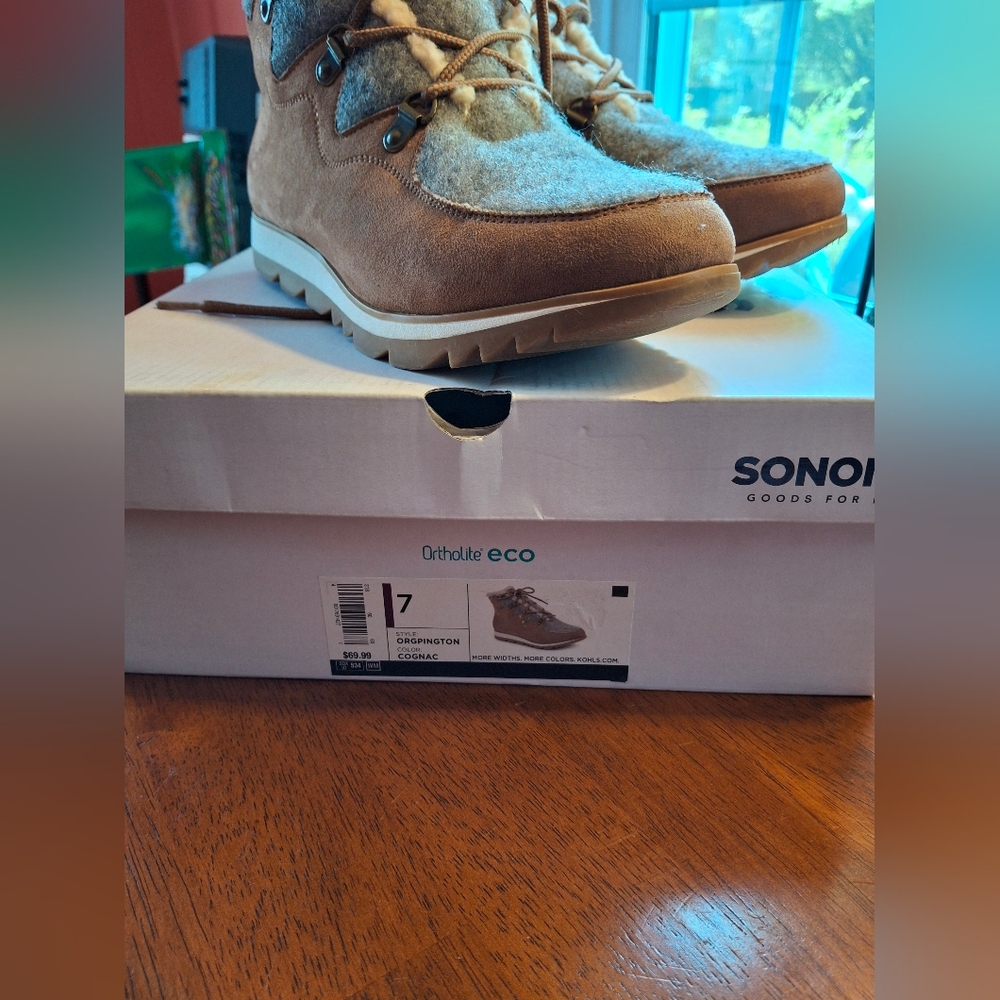 Sonoma Ankle Boots Women's 7 Cognac Orgpington OrthoLite ECO Pre-owned N Box - Picture 8 of 8